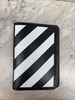 Black & White Diagonal Stripe Passport Wallet